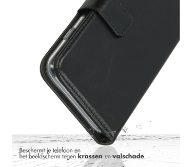 Selencia Echt Lederen Bookcase iPhone 13 - Zwart