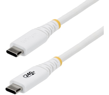 Startech.com 3m USB-C Oplaadkabel, Duurzaam en Ultra-flexibel, 240W(5A) PD EPR, USB 2.0 Laptop Laadkabel, USB-IF Gecertificeerd, Robuuste USB-C Oplaadkabel - Wit