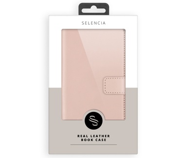 Selencia Echt Lederen Bookcase iPhone 13 Pro Max - Roze