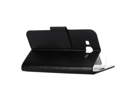 Luxe Lederen Bookcase hoesje voor de Samsung Galaxy J7 - Zwart (Samsung Galaxy J7) Zwart