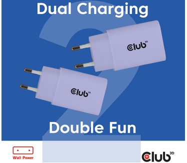 Club 3D 2-Pack USB-C® Charger 30Watt Paars