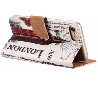 Parijs print lederen Bookcase hoesje voor de Apple iPhone 8 - Wit (Apple iPhone 8) Wit