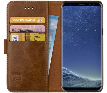 Rosso Rosso Samsung Galaxy S8 Hoesje Echt Leer Pasjes Book Case Bruin Bruin