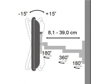 Techly 13-30" Wall Bracket for LED TV LCD Tilting 3 Joints Silver" ICA-LCD 104
