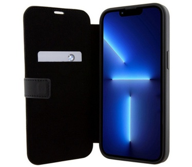 BMW Blue Lines Leather Book Case iPhone 15 Pro Max (6.7") - Zwart Zwart