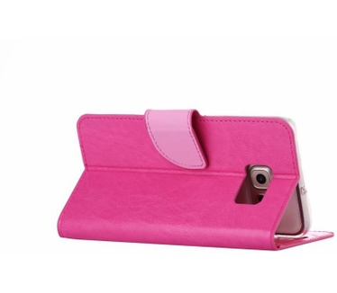 Luxe Lederen Bookcase hoesje voor de Samsung Galaxy S6 Edge Plus - Roze (Samsung Galaxy S6 Edge Plus) Roze