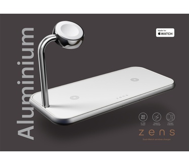 Otterbox Zens Dual+Watch Aluminium Draadloze Oplader, Wit