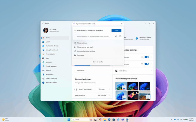 AI instellingen Windows