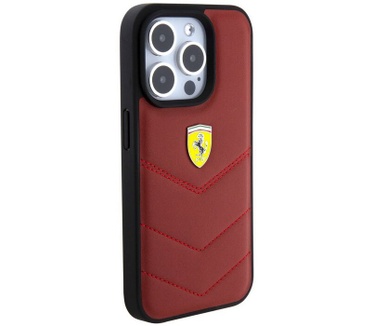 Ferrari Stitched Lines Back Case iPhone 15 Pro Max (6.7") - Rood Rood