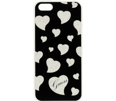 Guess Hearts TPU Case Back Cover - Apple iPhone 5/5S/SE - Zwart Zwart
