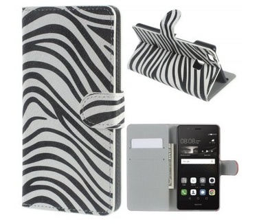 Just in Case Huawei P9 Lite Wallet Case - hoesje met stand - Zebra