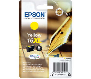Epson Workforce Singlepack Yellow 16XL DURABrite Ultra Ink