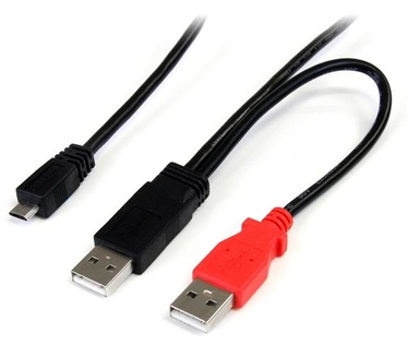 Startech.com 1 ft USB Y Cable for External Hard Drive - Dual USB A to Micro B