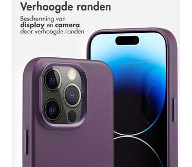 Accezz MagSafe Leather Backcover iPhone 14 Pro - Paars