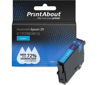 PrintAbout Huismerk Epson 29 (C13T29824012) Inktcartridge Cyaan