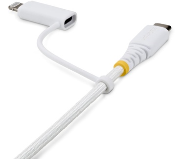 Startech.com 2m 2-in-1 Robuuste USB-C Oplaadkabel met Lightning Adapter, 30W/60W, Apple MFi Gecertificeerd, Gevlochten USB C Laadkabel voor iPhone/iPad/Android