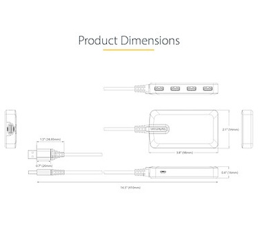 Startech.com 4-Port USB Hub, USB 3.0 5Gbps, Bus Powered USB-A naar 4x USB-A Hub met Optionele Extra Power Input, Compacte Desktop/Laptop USB Hub, 30cm Kabel, USB 3.0 Expansion Hub
