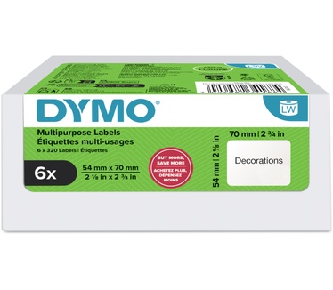 Dymo DYMO originele multifunctionele LabelWriter labels | 54 mm x 70 mm | 6 met elk 320 labels (1.920 zelfklevende etiketten) | voor de LabelWriter labelprinters | gemaakt in Europa