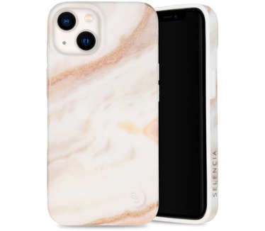 Selencia Aurora Fashion Backcover iPhone 14 - Duurzaam hoesje - 100% gerecycled - Wit Marmer