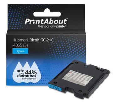 PrintAbout Huismerk Ricoh GC-21C (405533) Inktcartridge Cyaan