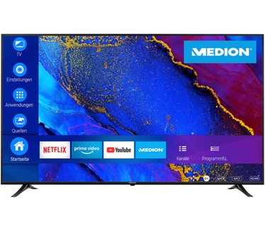 Medion LIFE X17572 Smart-TV, 189,3 cm (75 pouces) Affichage Ultra HD, WCG, HDR, Dolby Vision™, Micro Dimming, MEMC, PVR prêt, Netflix, Amazon Prime Video, Bluetooth®, DTS HD, Triple tuner HD, CI+