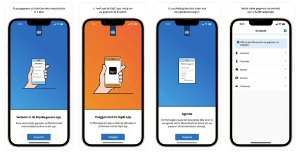 Screenshots MijnGegevens-app op iOS