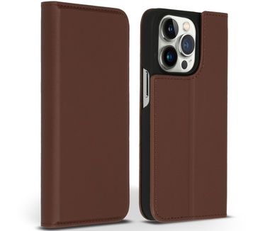 Accezz Premium Leather Slim Bookcase iPhone 14 Pro - Bruin