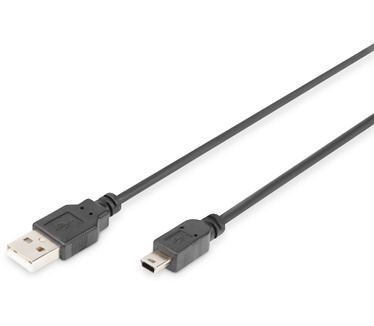 Digitus 1m, USB2.0-A/USB2.0 mini-B Zwart