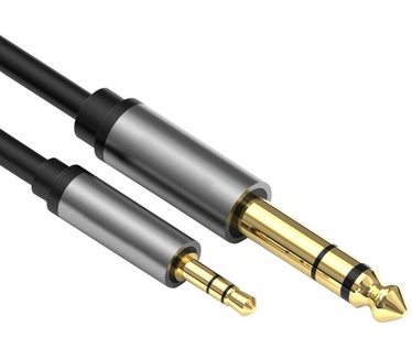 Allteq Jack kabel - 3.5mm male - 6.3mm male - Grijs, Zwart