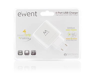 Ewent EW1216 4-Poorts Smart USB Lader 4.5A