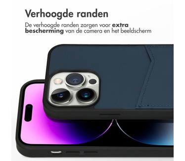 Accezz Premium Leather Card Slot Backcover iPhone 14 Pro Max - Donkerblauw