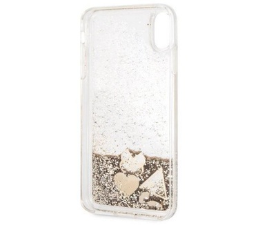 Guess Hearts Liquid Glitter HardCase iPhone X/XS (5.8") - Goud  Goud