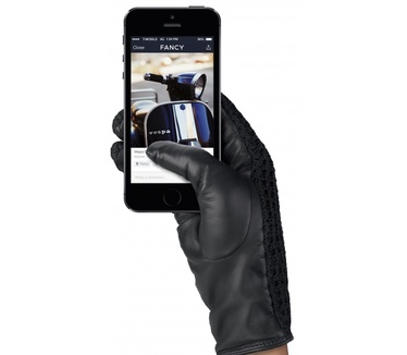 Mujjo Leather Crochet Touchscreen Gloves Female (size 7)