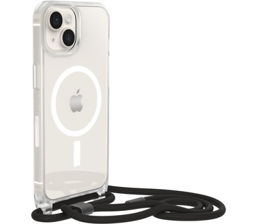 Otterbox OtterBox React Necklace hoesje met MagSafe voor iPhone 14, ultradunne beschermhoes met verstelbare en afneembare kettingriem, getest volgens militaire standaard, Clear (iPhone 14) Transparant