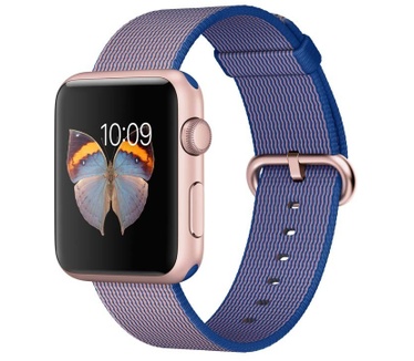 Apple Watch Sport 42mm Roségoud - Koningsblauw bandje van geweven nylon Rosé Goud (Blauw, Rosé Goud)
