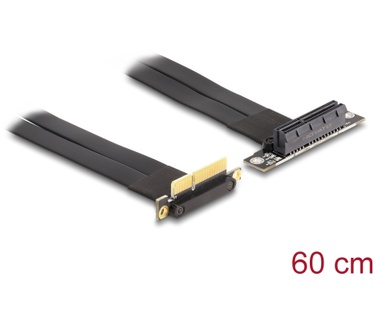 Delock 88045 Riser Card PCI Express x4 male 90° angled to x4 slot 90° angled with cable 60 cm