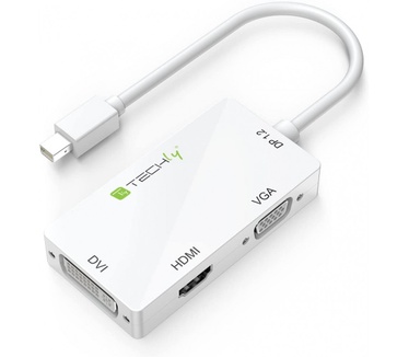 Techly Adapter 3 in 1 Mini DisplayPort (Thunderbolt) to HDMI / DVI / VGA IADAP MDP-COMBOF12 Wit