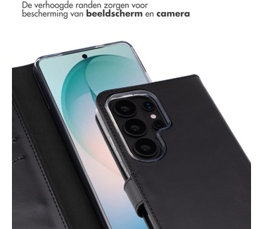 Selencia Echt Leren Bookcase Samsung Galaxy S26 Ultra - Zwart