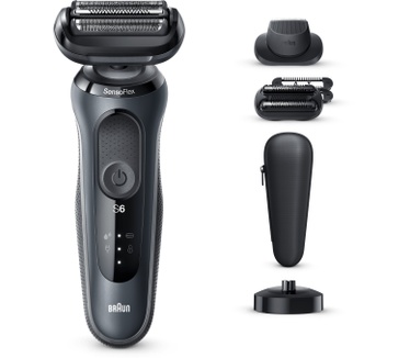 Braun Series 6 60-N4820cs Scheerapparaat Met Oplaadstandaard, 2 EasyClick-opzetstukken, Grijs