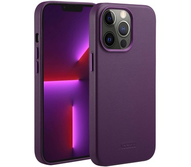 Accezz MagSafe Leather Backcover iPhone 13 Pro - Paars