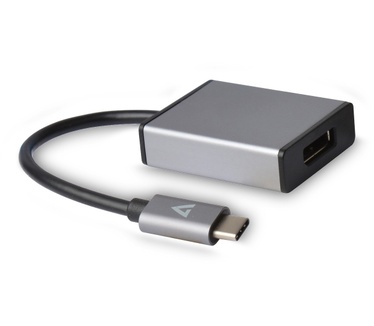 V7 USB-C male to Displayport female Adapter Grey Aluminum