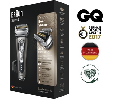 Braun Series 9 9345s Nieuwste Generatie Elektrisch Scheerapparaat, Oplaadstandaard, Etui, Grafiet