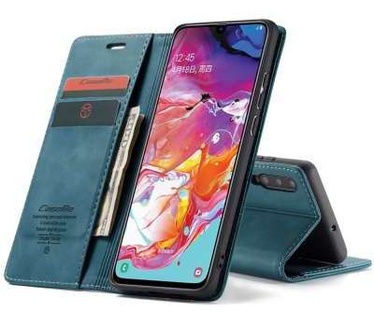 Caseme Samsung Galaxy A70 Retro Wallet Case - Blauw