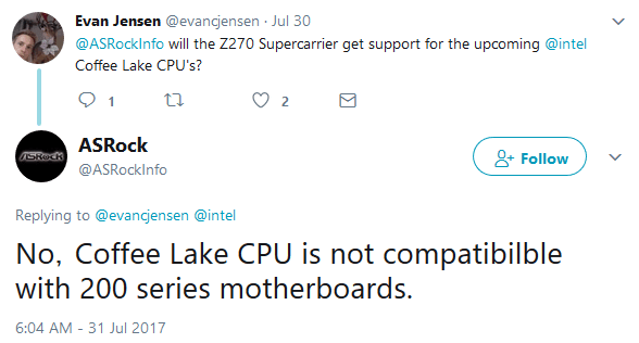 ASRock Coffee Lake Twitter