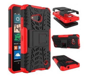 qMust Microsoft Lumia 550 Rugged Hybrid Case - Dual Protection - Red