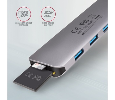 Axagon HMC-HCR3A 3x USB-A+ HDMI+ SD/microSD USB-C 3.2 Gen 1 hub 20cm