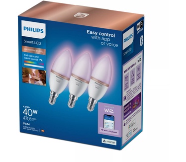 Philips Kaarslamp 40W C37 E14 x3