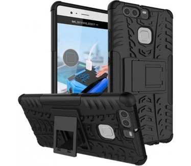 qMust Huawei P9 Rugged Hybrid Case - Dual Protection - Black