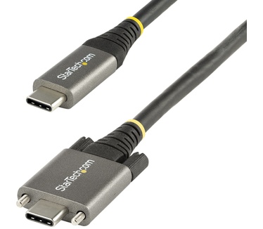 Startech.com 50cm Vergrendelbare USB-C Kabel met Zijschroef, 10Gbps, USB 3.1/3.2 Gen 2 Type-C Kabel, 100W (5A) Power Delivery Charging, DP Alt Mode, Dual Screw Lock, USB-C Charge/Sync Kabel