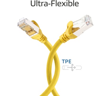 ACT Geel 2 meter TPE S/FTP CAT6A ultra-flex patchkabel snagless met RJ45 connectoren